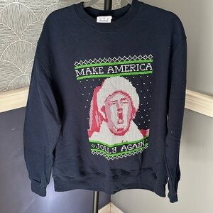 Barstool sports Make America Jolly Again Navy Christmas sweater size large MAGA